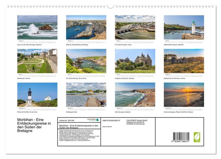 Produktbild: Morbihan - Eine Entdeckungsreise in den S&uuml;den der Bretagne (hochwertiger Premium Wandkalender 2027 DIN A2 quer), Kunstdruck in Hochglanz
