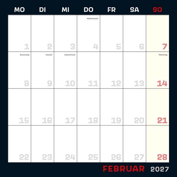 Produktbild: Uli Stein Schwarzer Kalender 2027: Monatskalender f&uuml;r die Wand