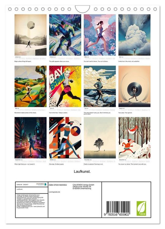 Produktbild: Laufkunst. (Wandkalender 2026 DIN A4 hoch), CALVENDO Monatskalender