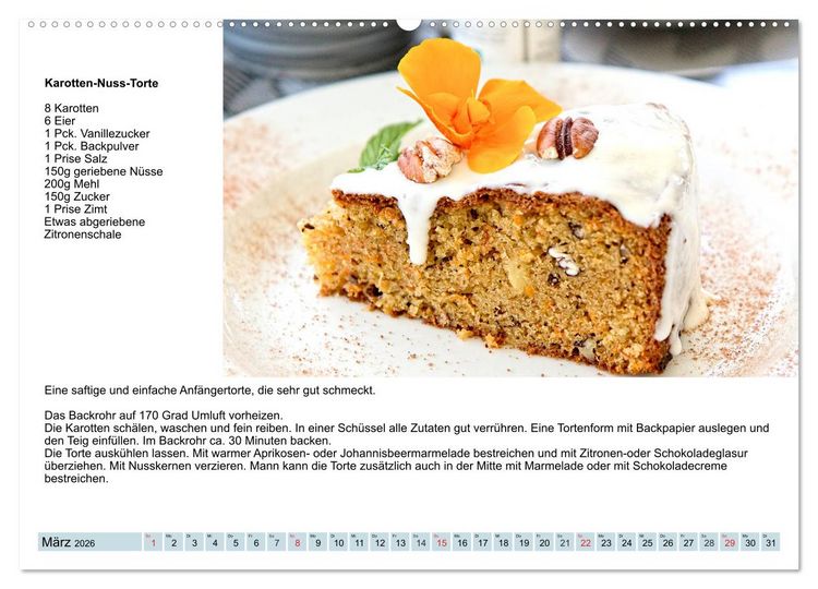 Produktbild: Exquisite Torten. K&ouml;stliche Rezepte f&uuml;r viele Anl&auml;sse (hochwertiger Premium Wandkalender 2026 DIN A2 quer), Kunstdruck in Hochglanz