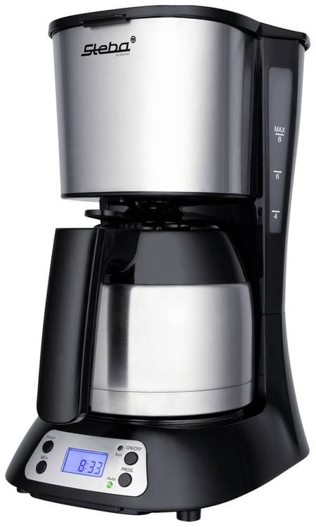 Steba KM F3 THERMO Kaffeemaschine Schwarz/Edelstahl Fassungsvermögen Tassen=8 Display, Isolierkanne, mit Filterkaffee-Funktion, Timerfunktion