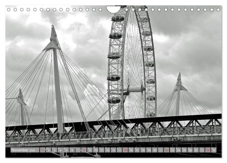 Produktbild: London in Schwarz-Wei&szlig; (Wandkalender 2026 DIN A4 quer), CALVENDO Monatskalender