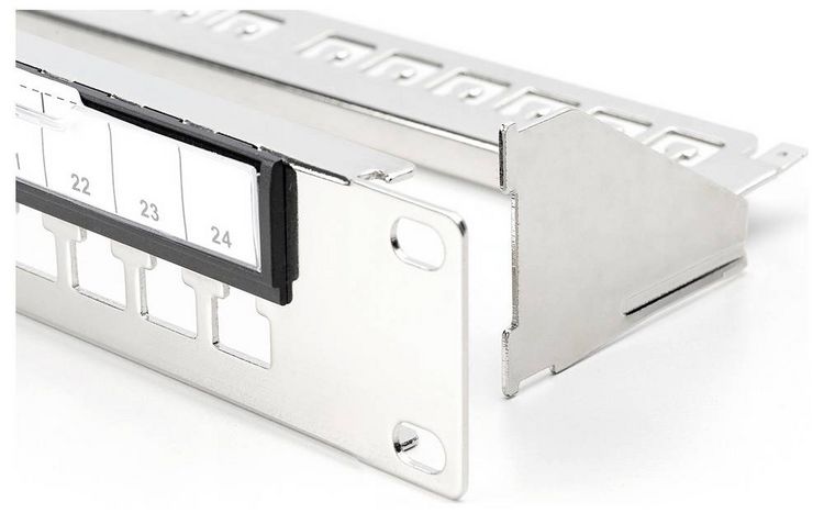 Produktbild: Digitus DN-91411-G 24 Port Patch-Panel 483 mm (19") 1 HE Stahl, Verzinkt, Schwarz, Schwarz (RAL 9005), Metall Unbest&uuml;ckt