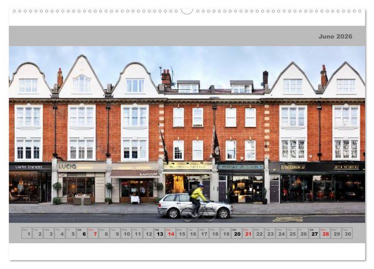Produktbild: London Street Fronts 2026 / UK-Version (High Quality Premium Wall Calendar 2026 DIN A2 landscape),CALVENDO 12 Month Wall Calendar