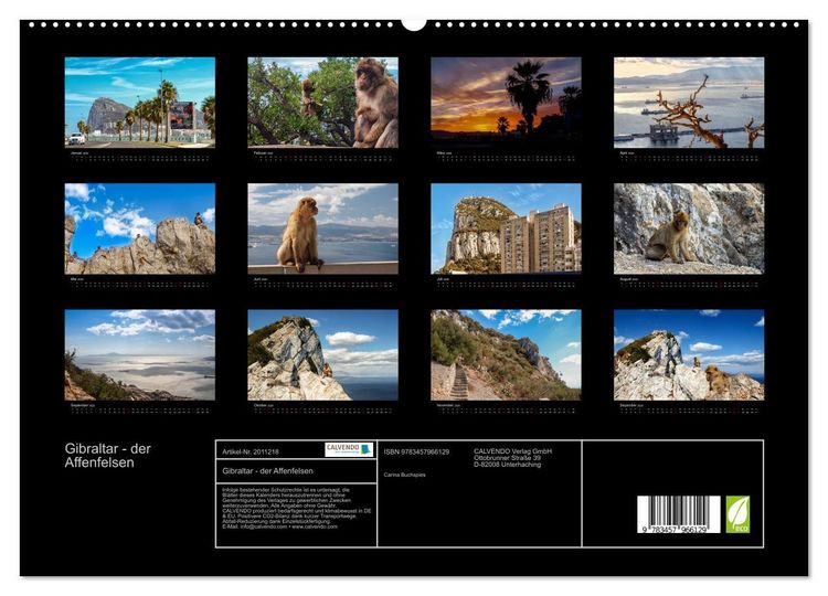 Produktbild: Gibraltar - der Affenfelsen (hochwertiger Premium Wandkalender 2026 DIN A2 quer), Kunstdruck in Hochglanz