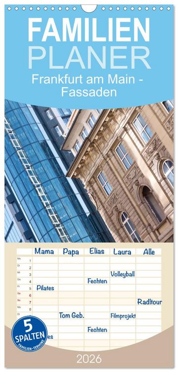 Produktbild: Familienplaner 2026 - Frankfurt am Main - Fassaden mit 5 Spalten (Wandkalender, 21 x 45 cm) CALVENDO