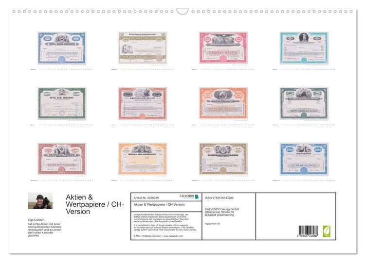Produktbild: Aktien & Wertpapiere / CH-Version (Wandkalender 2026 DIN A2 quer), CALVENDO Monatskalender