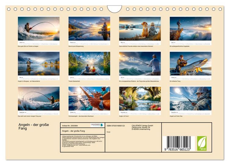Produktbild: Angeln - der gro&szlig;e Fang (Wandkalender 2026 DIN A4 quer), CALVENDO Monatskalender
