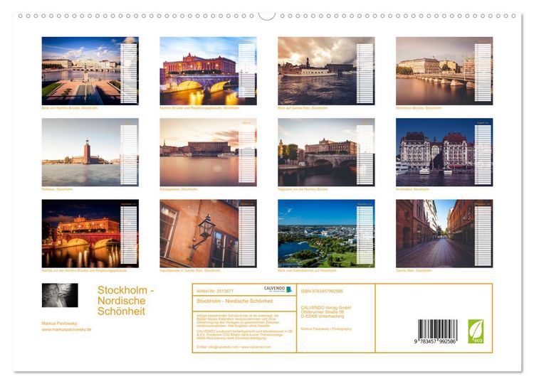 Produktbild: Stockholm - Nordische Sch&ouml;nheit (hochwertiger Premium Wandkalender 2026 DIN A2 quer), Kunstdruck in Hochglanz