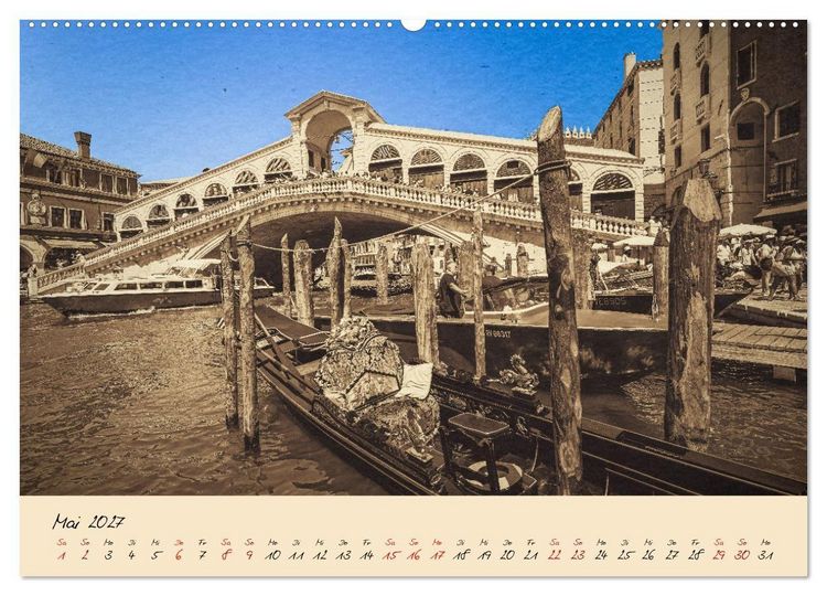 Produktbild: Venedig Seppia e tinta (hochwertiger Premium Wandkalender 2027 DIN A2 quer), Kunstdruck in Hochglanz