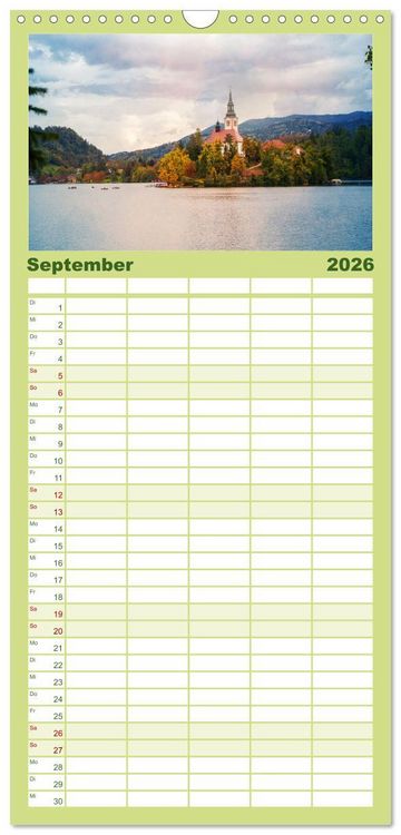 Produktbild: Familienplaner 2026 - Slowenische Landschaften mit 5 Spalten (Wandkalender, 21 x 45 cm) CALVENDO