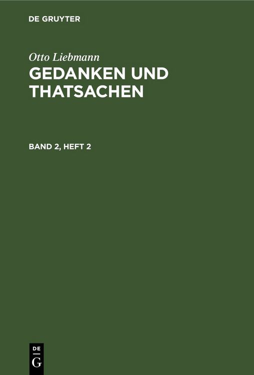Produktbild: Gedanken und Thatsachen. Band 2, Heft 2