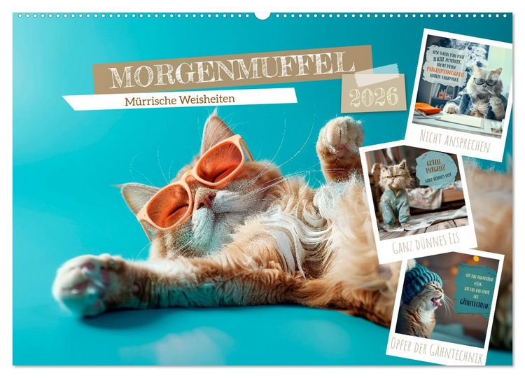 Produktbild: MORGENMUFFEL M&uuml;rrische Weisheiten (Wandkalender 2026 DIN A2 quer), CALVENDO Monatskalender