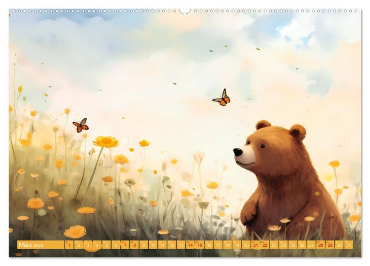 Produktbild: B&auml;rige Illustrationen (hochwertiger Premium Wandkalender 2026 DIN A2 quer), Kunstdruck in Hochglanz
