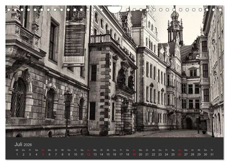 Produktbild: Dresden Schwarz Weiss 2026 (Wandkalender 2026 DIN A4 quer), CALVENDO Monatskalender