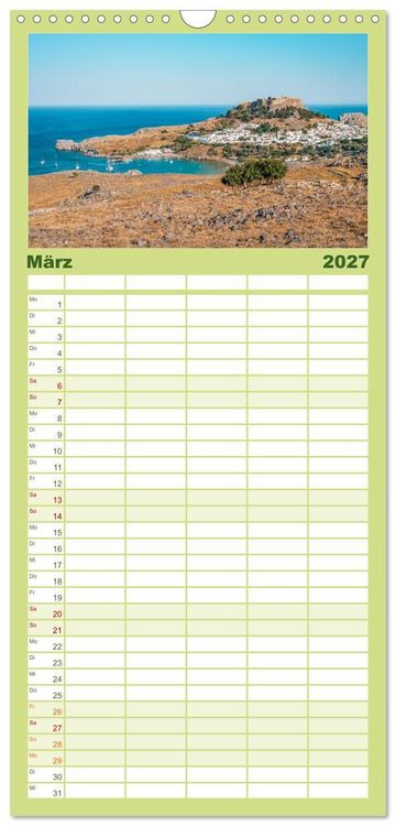 Produktbild: Familienplaner 2027 - Rhodos - Die Highlights der Insel mit 5 Spalten (Wandkalender, 21 x 45 cm) CALVENDO