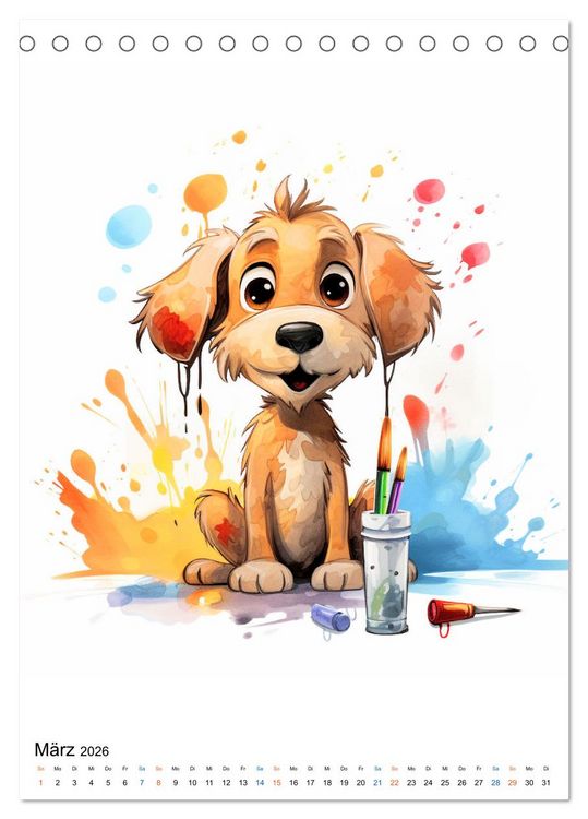 Produktbild: Verspielte Hunde (Tischkalender 2026 DIN A5 hoch), CALVENDO Monatskalender