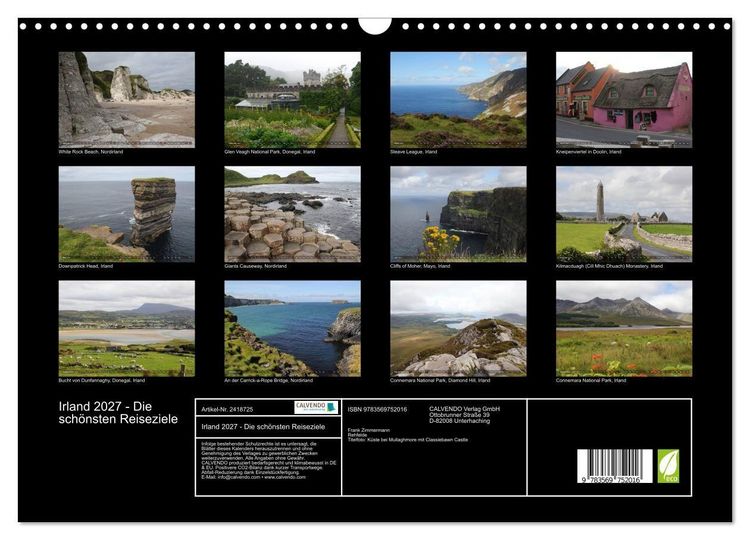 Produktbild: Irland 2027 - Die sch&ouml;nsten Reiseziele (Wandkalender 2027 DIN A3 quer), CALVENDO Monatskalender