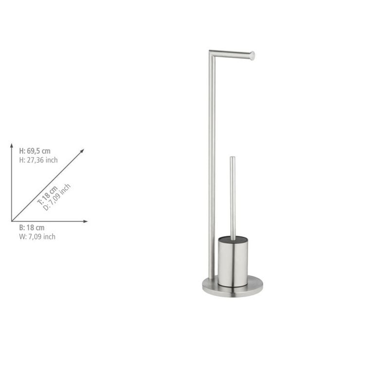 Produktbild: Stand WC-Garnitur Mod. Ferla, Edelstahl matt, mit WC-Papierrollenhalter und WC-B&uuml;rste