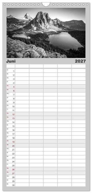 Produktbild: Familienplaner 2027 - Monochrome Wonders mit 5 Spalten (Wandkalender, 21 x 45 cm) CALVENDO