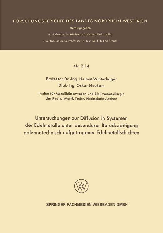 Produktbild: Untersuchungen zur Diffusion in Systemen der Edelmetalle unter besonderer Ber&uuml;cksichtigung galvanotechnisch aufgetragener Edelmetallschichten