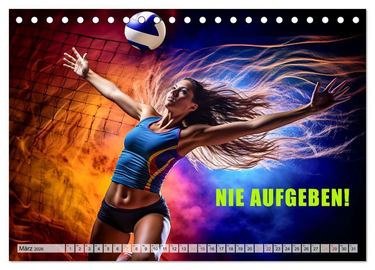 Produktbild: Volleyball und Motivation (Tischkalender 2026 DIN A5 quer), CALVENDO Monatskalender