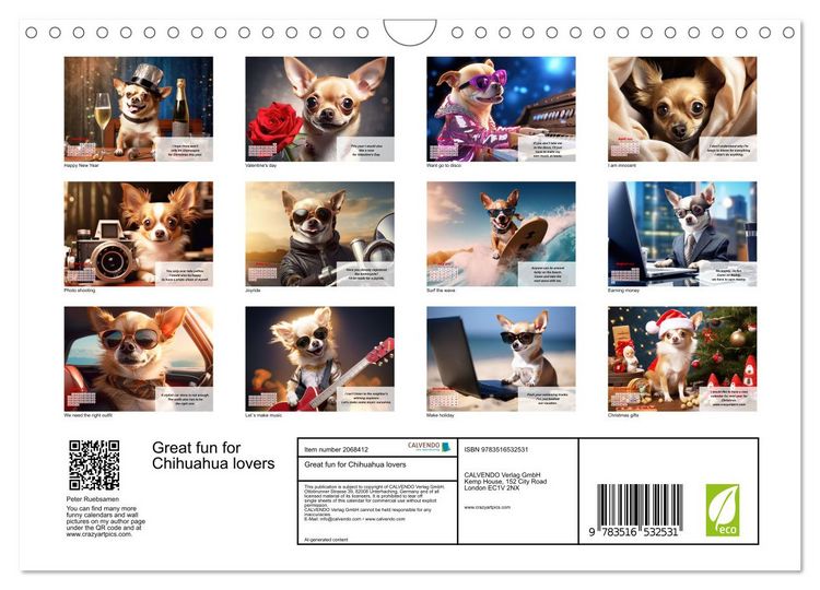Produktbild: Great fun for Chihuahua lovers (Wall Calendar 2026 DIN A4 landscape), CALVENDO 12 Month Wall Calendar