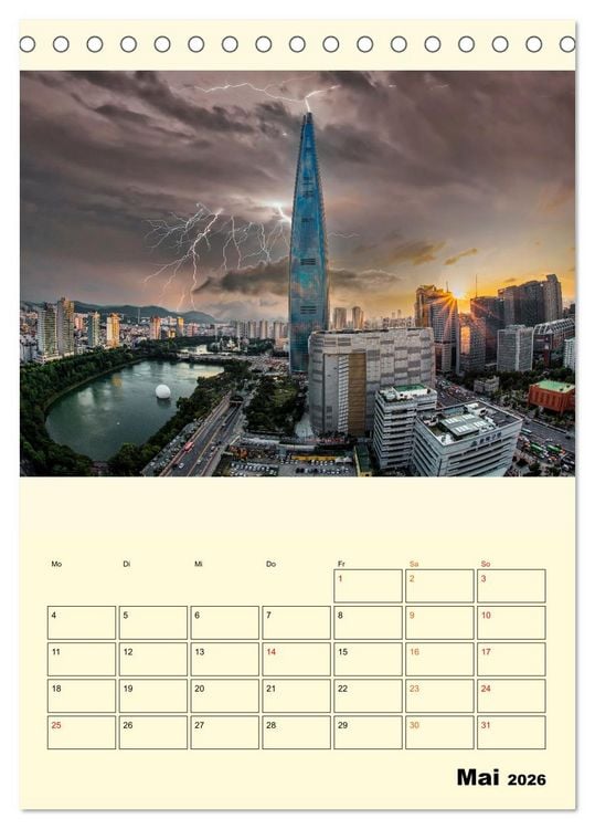 Produktbild: Metropolen im Gewitter (Tischkalender 2026 DIN A5 hoch), CALVENDO Monatskalender