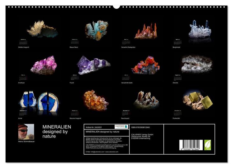 Produktbild: MINERALIEN designed by nature (hochwertiger Premium Wandkalender 2027 DIN A2 quer), Kunstdruck in Hochglanz