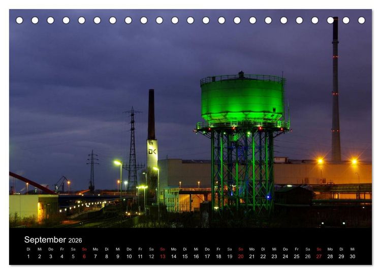 Produktbild: Wenn es Nacht wird im Ruhrgebiet (Tischkalender 2026 DIN A5 quer), CALVENDO Monatskalender