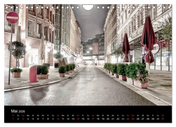 Produktbild: hamburg - night views (Wandkalender 2026 DIN A4 quer), CALVENDO Monatskalender