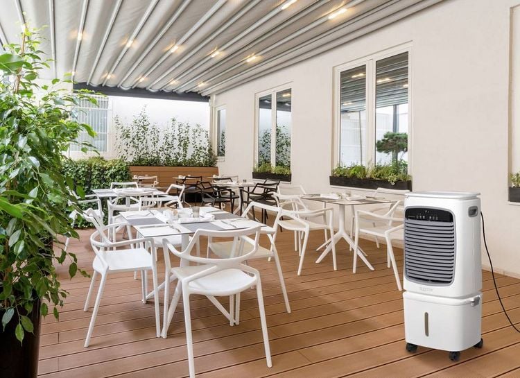 Produktbild: Sygonix Luftk&uuml;hler 80 W (L x B x H) 400 x 300 x 850 mm Wei&szlig; LED-Display, mit Fernbedienung, Oszillierend, Timer