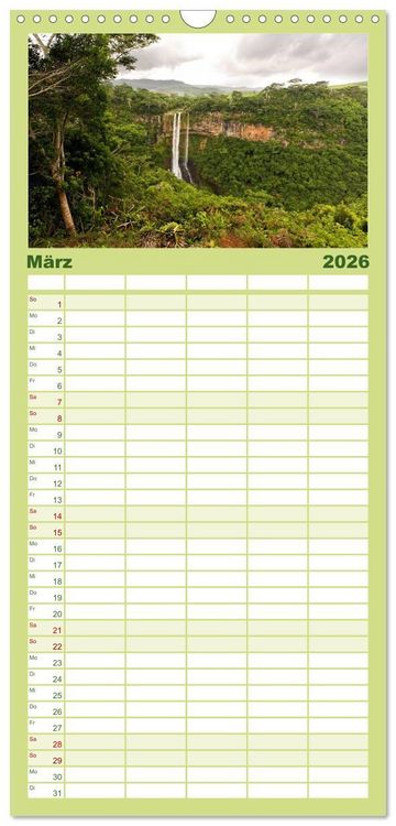 Produktbild: Familienplaner 2026 - Mauritius mit 5 Spalten (Wandkalender, 21 x 45 cm) CALVENDO