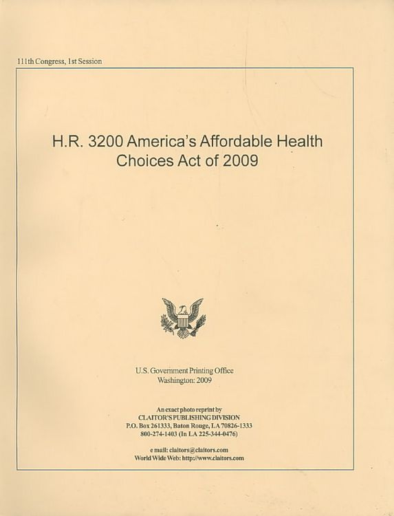 Produktbild: Us House of Representatives: H.R. 3200, America's Affordable