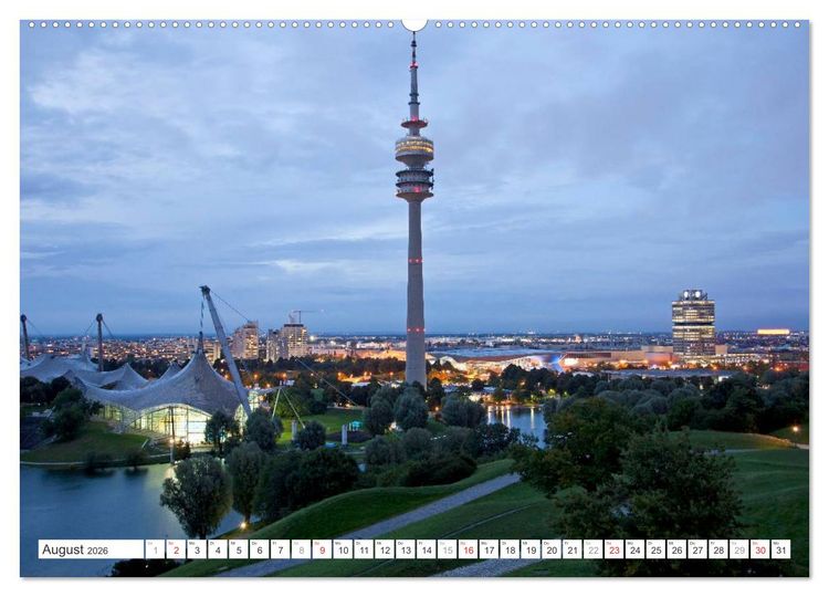 Produktbild: Abend in M&uuml;nchen (hochwertiger Premium Wandkalender 2026 DIN A2 quer), Kunstdruck in Hochglanz