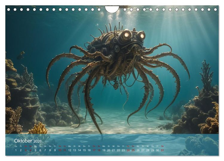 Produktbild: Steampunk - Unterwasser Roboter (Wandkalender 2026 DIN A4 quer), CALVENDO Monatskalender