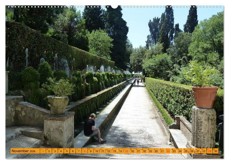 Produktbild: Die h&auml;ngenden G&auml;rten von Tivoli - Die Villa d'Este (hochwertiger Premium Wandkalender 2026 DIN A2 quer), Kunstdruck in Hochglanz
