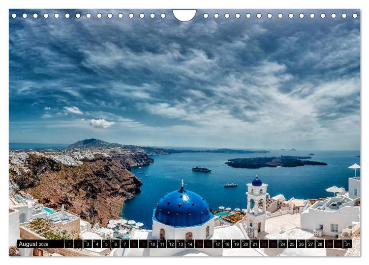 Produktbild: Santorini - Perle in der &Auml;gais (Wandkalender 2026 DIN A4 quer), CALVENDO Monatskalender