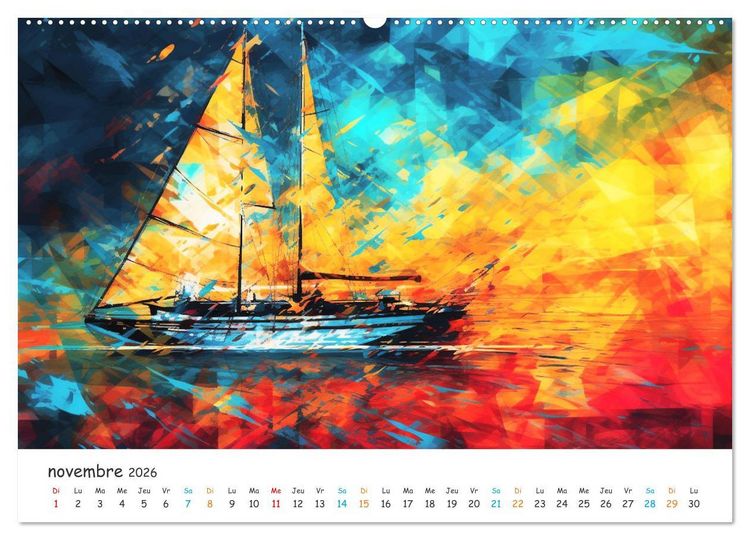 Produktbild: Voiles au gr&eacute; du temps (Calendrier mural 2026 DIN A2 vertical), CALVENDO calendrier mensuel