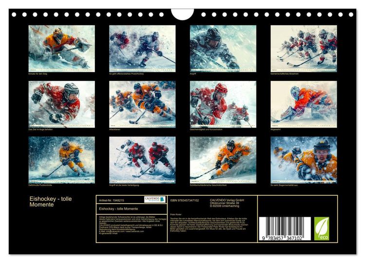 Produktbild: Eishockey - tolle Momente (Wandkalender 2026 DIN A4 quer), CALVENDO Monatskalender