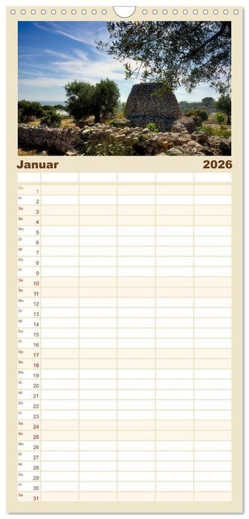 Produktbild: Familienplaner 2026 - il Salento Kulturlandschaft zwischen zwei Meeren mit 5 Spalten (Wandkalender, 21 x 45 cm) CALVENDO
