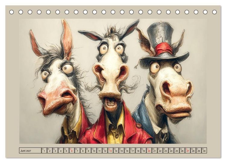 Produktbild: Wundersame Pferde. Karikaturen zwischen Humor, Melancholie und Fantasie (Tischkalender 2027 DIN A5 quer), CALVENDO Monatskalender