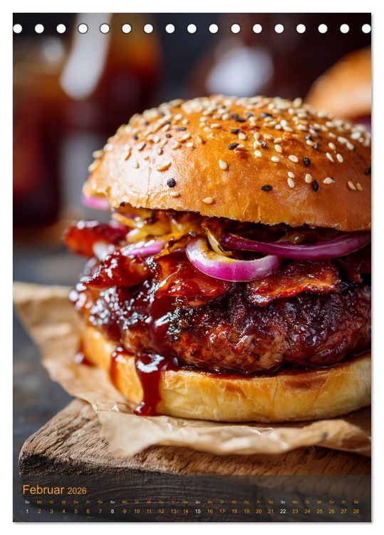 Produktbild: Burger Kalender - Foodporn f&uuml;r echte Burgerfans (Tischkalender 2026 DIN A5 hoch), CALVENDO Monatskalender