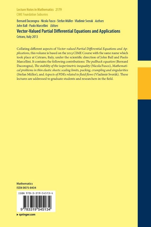 Produktbild: Vector-Valued Partial Differential Equations and Applications