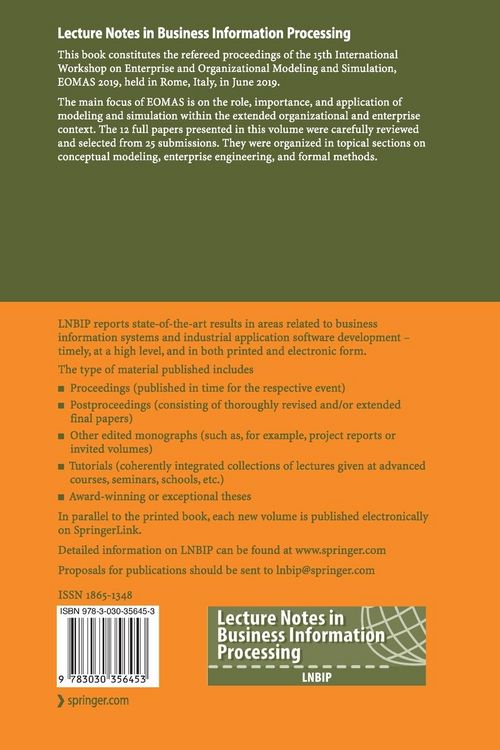 Produktbild: Enterprise and Organizational Modeling and Simulation