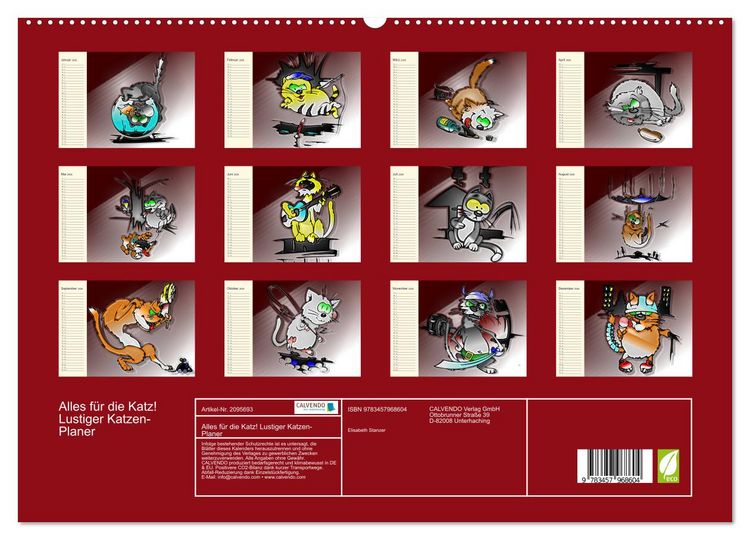Produktbild: Alles f&uuml;r die Katz! Lustiger Katzen-Planer (hochwertiger Premium Wandkalender 2026 DIN A2 quer), Kunstdruck in Hochglanz