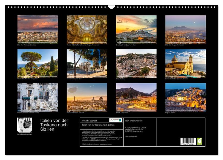 Produktbild: Italien von der Toskana nach Sizilien (Wandkalender 2026 DIN A2 quer), CALVENDO Monatskalender
