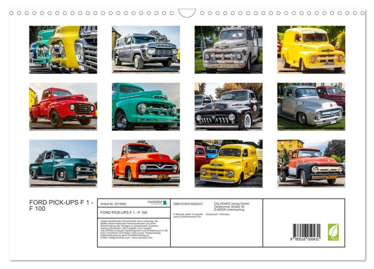 Produktbild: FORD PICK-UPS F 1 - F 100 (Wandkalender 2026 DIN A3 quer), CALVENDO Monatskalender
