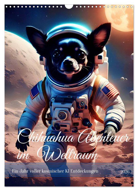 Produktbild: Chihuahua Abenteuer im Weltraum (Wandkalender 2026 DIN A3 hoch), CALVENDO Monatskalender