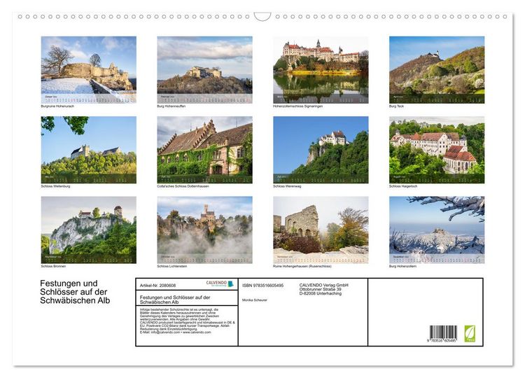 Produktbild: Festungen und Schl&ouml;sser auf der Schw&auml;bischen Alb (Wandkalender 2026 DIN A2 quer), CALVENDO Monatskalender